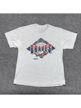 Vintage 1992 Atlanta Braves T-Shirt XL Major League Baseball RARE MENS GRAY
